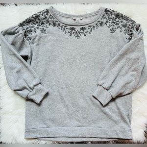 American Eagle Outfitters Gray Embroidered Sweatshirt